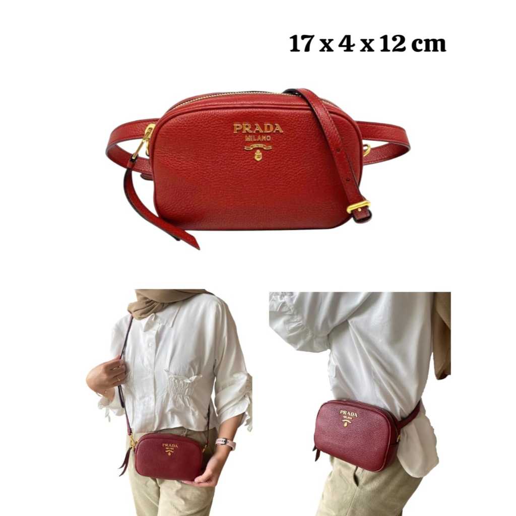 Prada 1BL007 Marsupio Vitello Daino Belt Bag Rubino