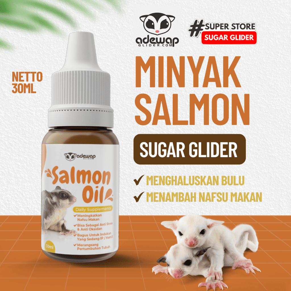 ADEWAP GLIDER Minyak Ikan Salmon Omega 3 Suplemen Vitamin Sugar Glider - 30ml