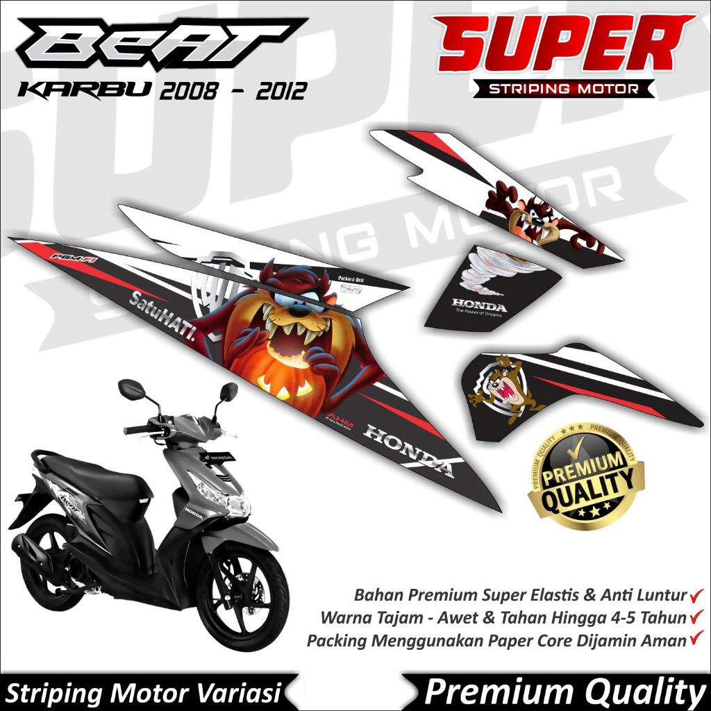 Stiker Beat Karbu Anti Luntur keren Striping Beat Karbu Striping Honda Beat Karbu Tazmania