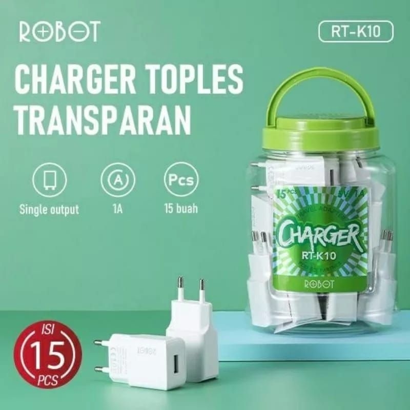 Robot Adapter Charger Robot RT-K10 Kepala Charger (isi 15pcs) Robot RT-K10 Real 1A Original Robot