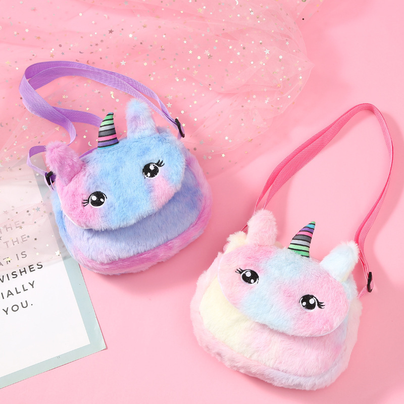 Tas Selempang Anak Perempuan Unicorn Lucu – Tas Dada & Pinggang Bulu Lembut
