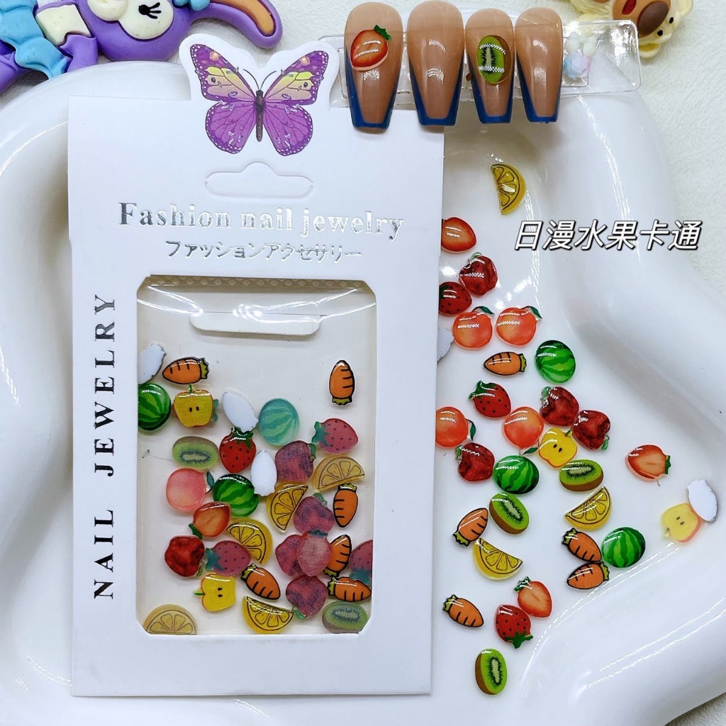 GNA Tempelan Kuku 3D Fruit Aksesoris Nail Art Kartun - Hiasan Nail Art Beruang - Hiasan Nail Art Mot