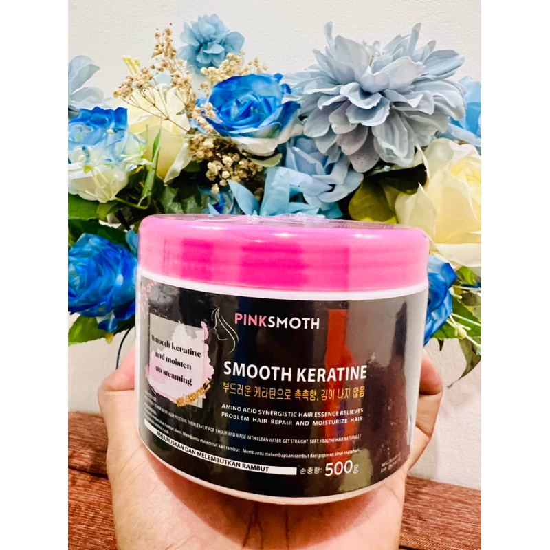 PINK SMOOTH KERATIN PELURUS RAMBUT | PELURUS RAMBUT TANPA CATOK PINKSMOTH KERATIN 500 GRAM MASKER PE