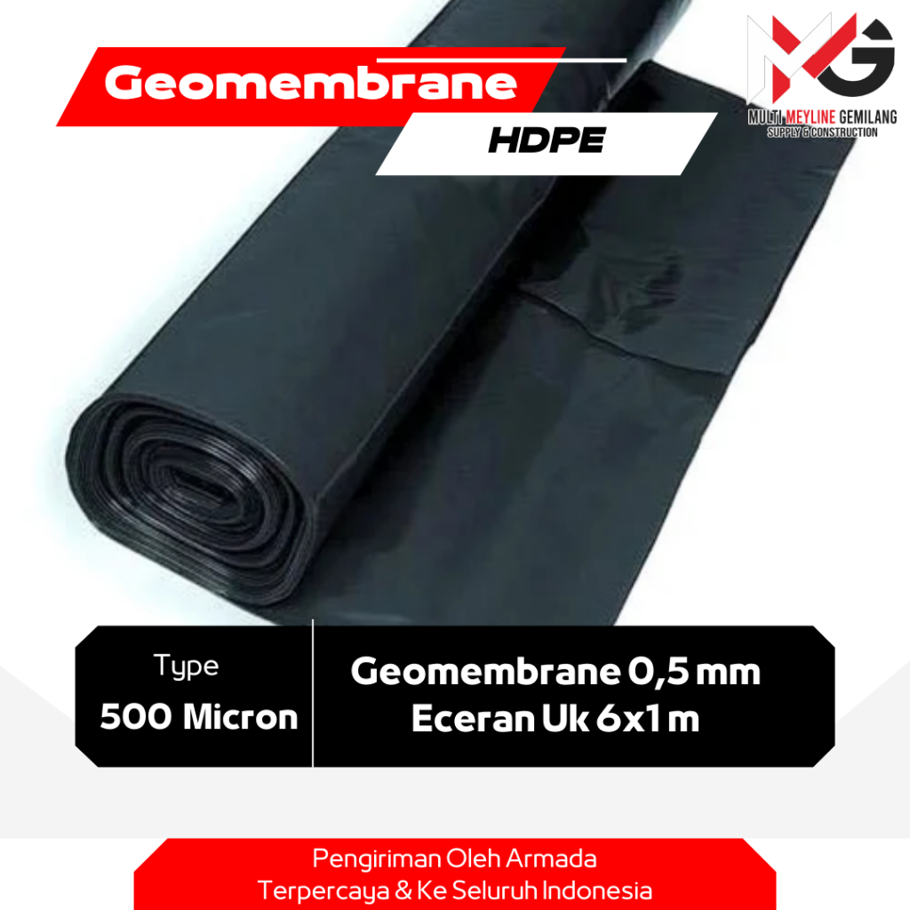 Jual Geomembrane HDPE 500 Micron Eceran |Karpet Tambak Ukuran 6x1 m | Terpal Kolam Per Meter