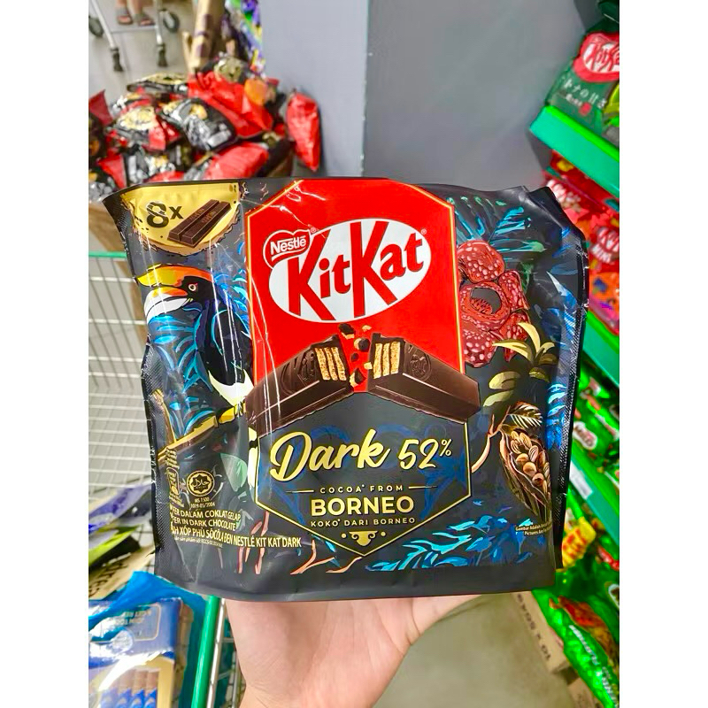 

kitkat dark 52% cocoa borneo chocolate isi 8 packs 136gr