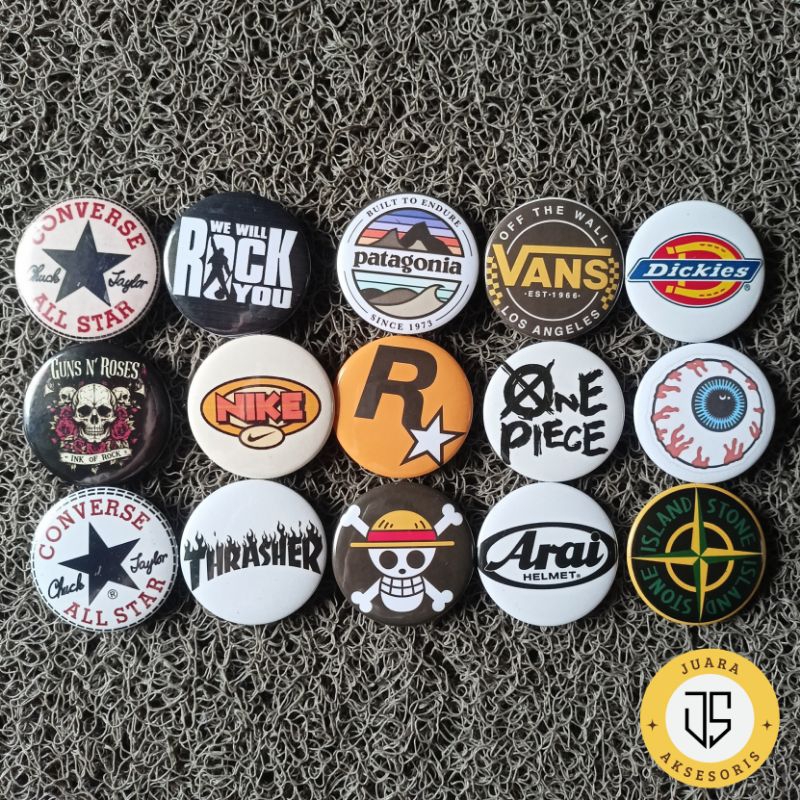 JUARA - Pin Bros Bulat 4.4mm Button Emblem Brand Logo Keren Berkualitas Aksesoris Bros Pin Bulat Ter