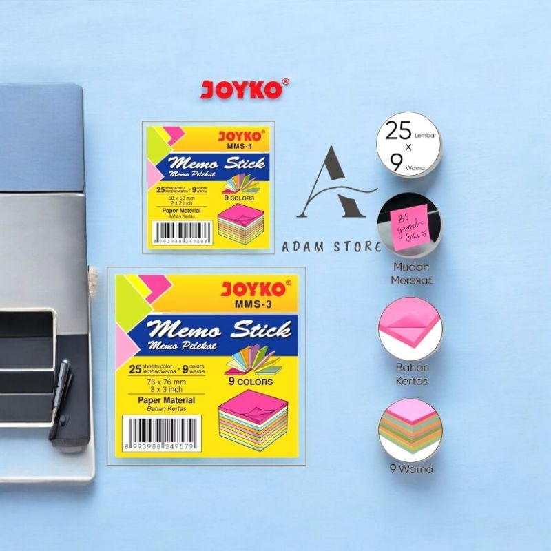 

Memo Stick Kertas Memo Tempel Sticky Note Joyko MMS-4 ~ 9 Warna