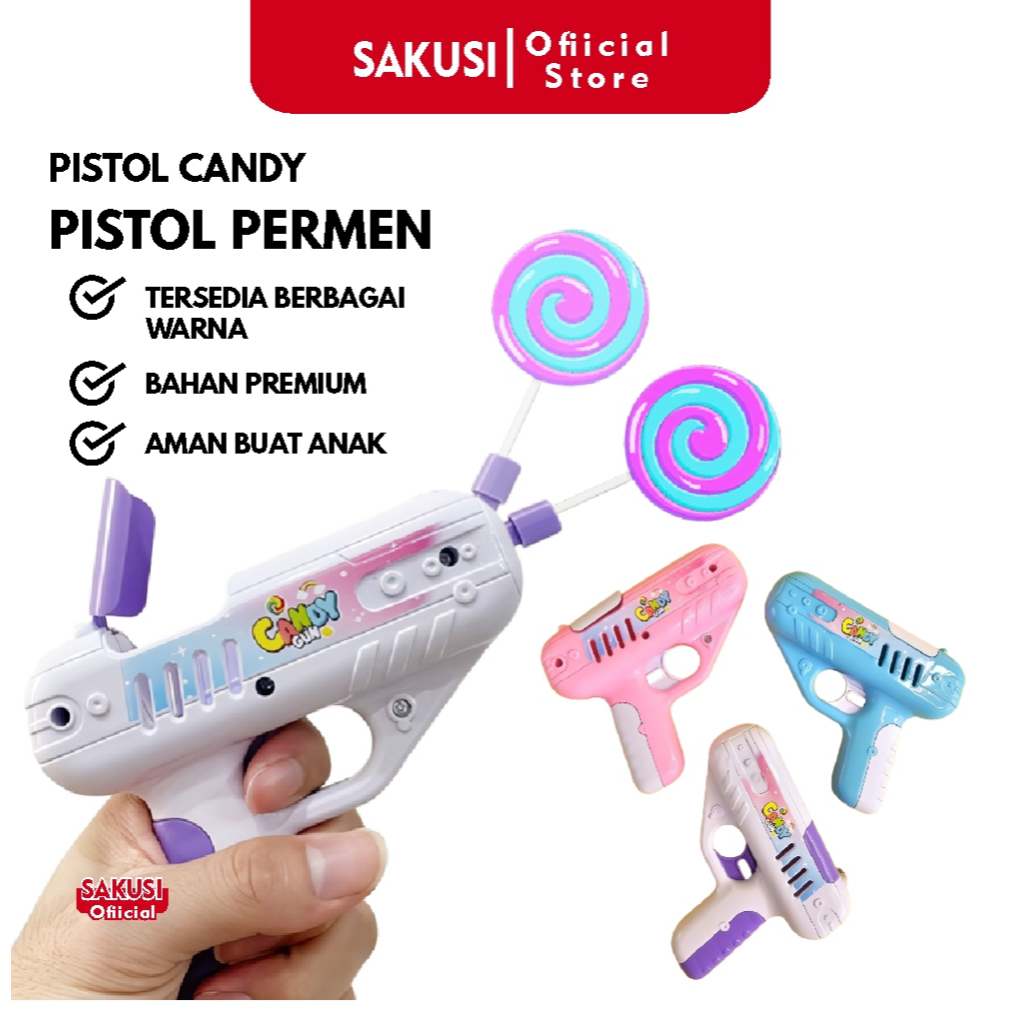 Mainan PERMEN PISTOL Mainan Baru Candy Gun Kotak Penyimpanan Permen Lollipop Gun