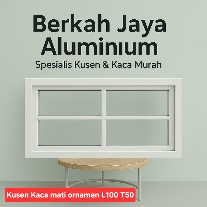 Jendela alumunium kaca mati/boven ornament 100x50