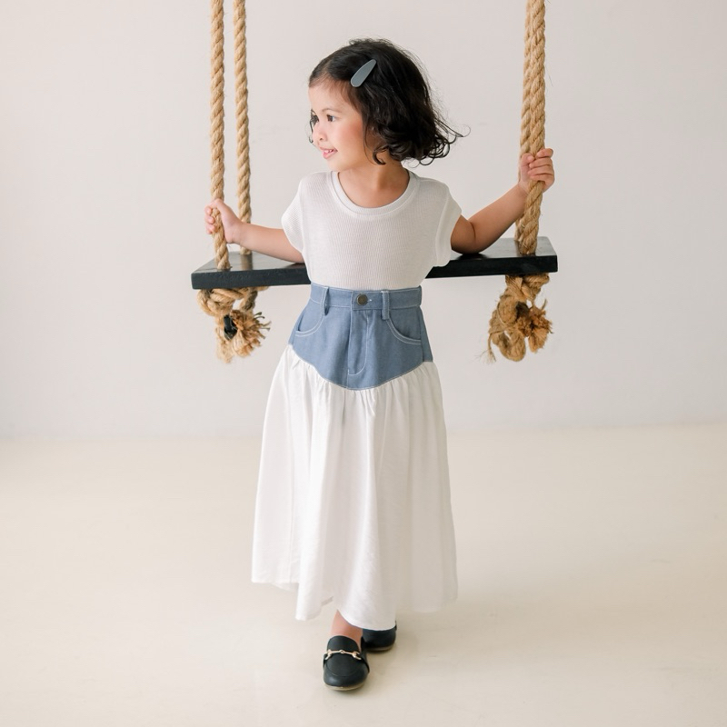 KIDS | JENNIE MIX DENIM SKIRT | rok jeans anak rok anak