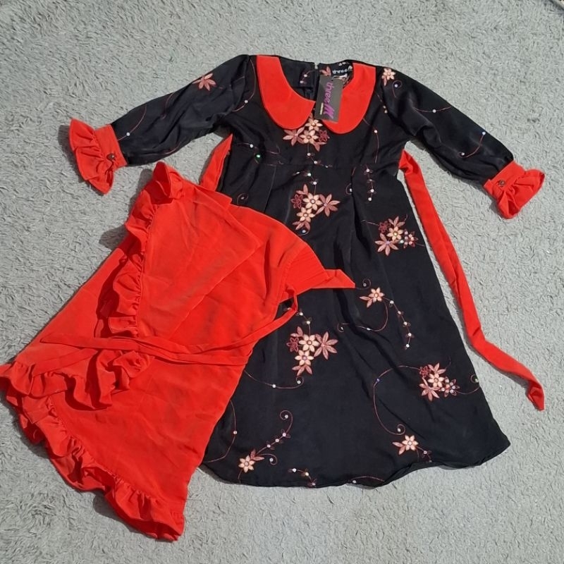 Dress Anak Set Khimar - Three M - sz 4