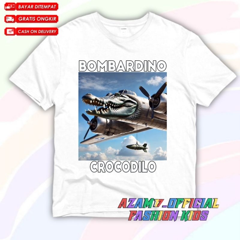 (BISA COD) Kaos Anak Baju Anak Bombardino Crocodilo Anomali Free Nama / Kaos Tshirt Anak Anomali Cro