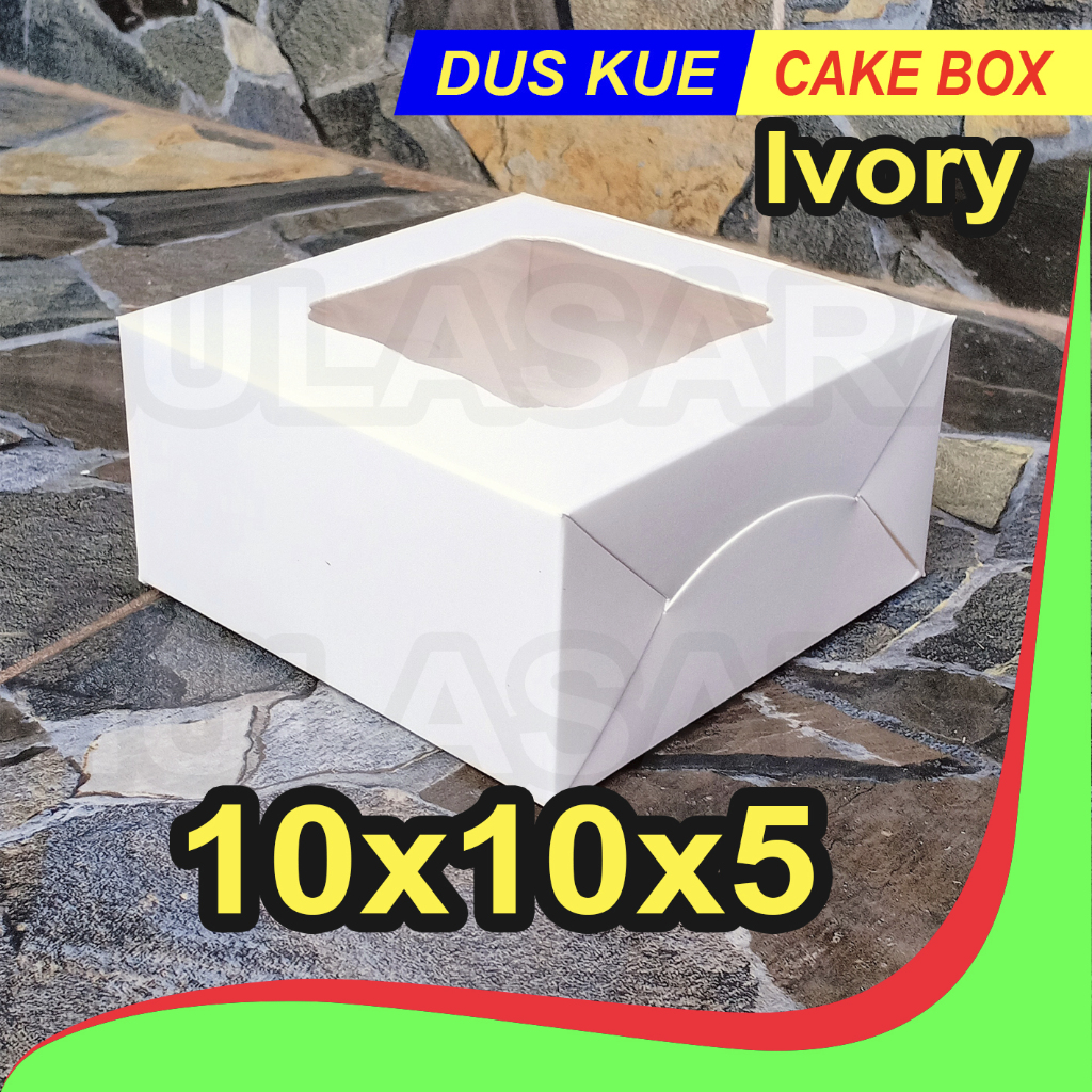 Dus 10x10x5/ IVORY Laminasi Dalam/ TUTUP JENDELA / 10x10/ Dus Kue / Cake Box