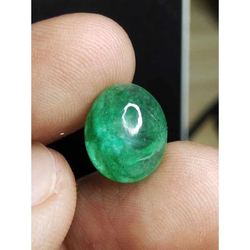 Natural Emerald Zamrud 12 x 10 x 5.5 mm 5.85 Ct Colombia Green Beryl Hijau Color Oval Cabochon Asli 