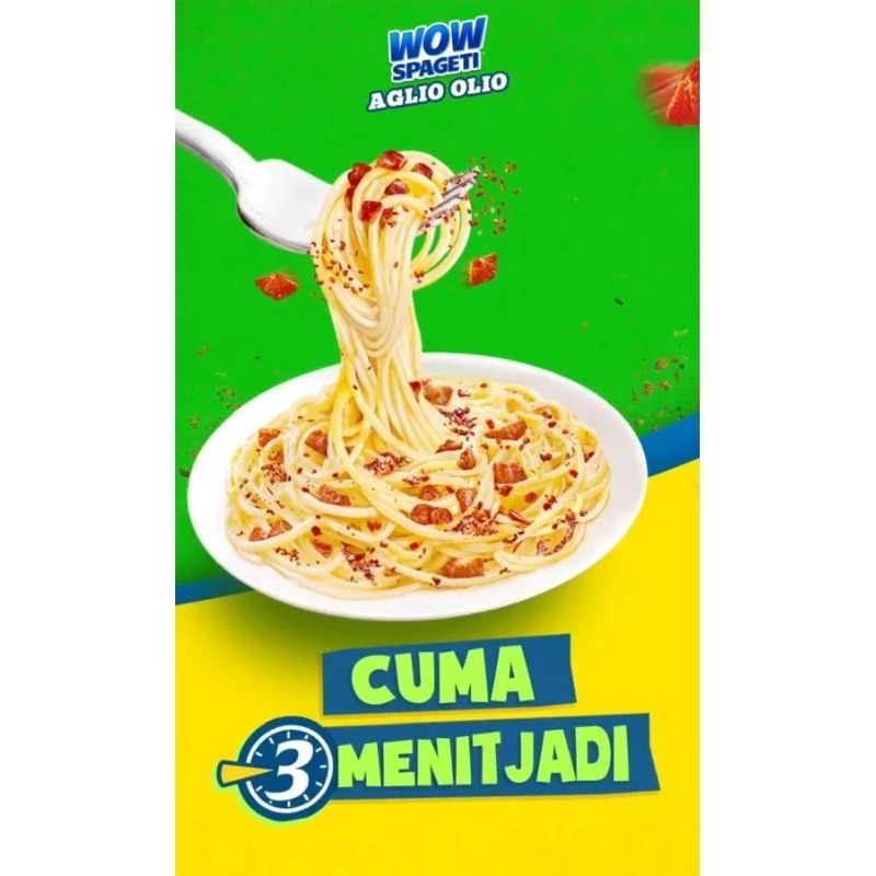 Wow Spaghetti Mie spageti hijau Aglio Olio