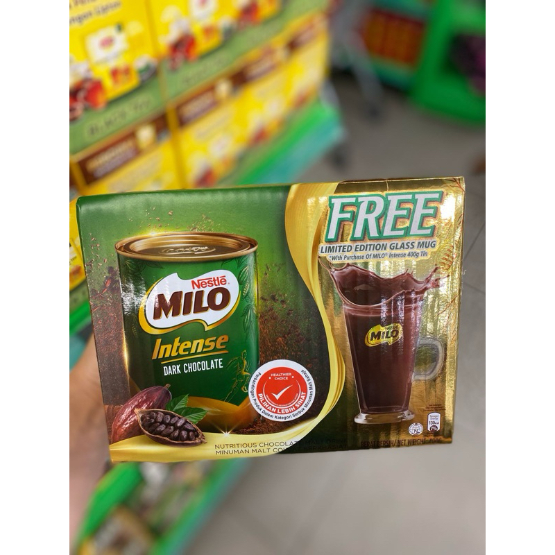 

Limited Edition milo intense dark choco 400gr free glass mug