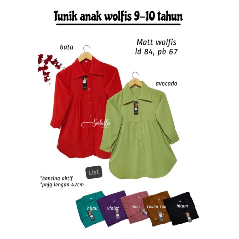 Tunik Anak Perempuan Ukuran 5-12 tahun