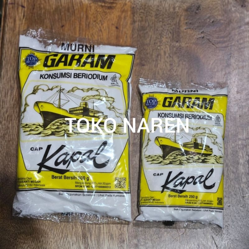 

Garam Halus Cap Kapal Kuning Murni Beriodium kemasan 250gr dan 500gr