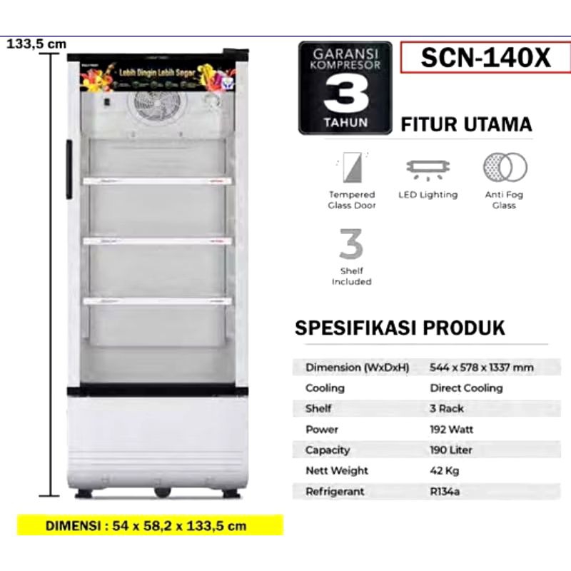 Showcase Fastcool POLYTRON SCN-140X 140 Liter
