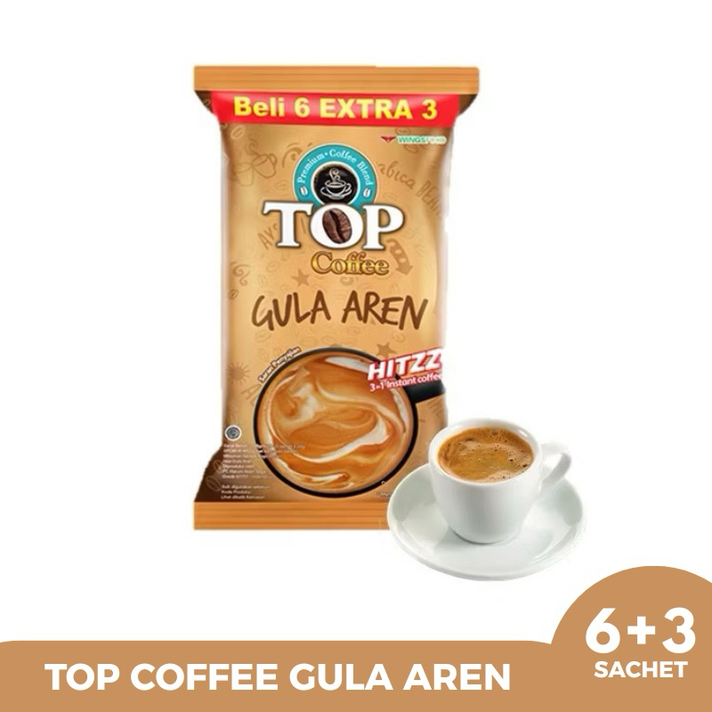 

Kopi Top Coffee Kopi Instan Gula Aren Pack Isi 6 + 3 Pcs