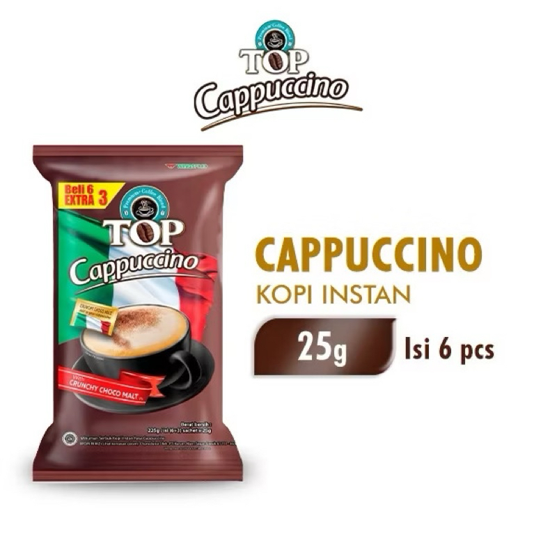 

TOP CAPPUCCINO Kopi Instan 25g Isi 6+3 pcs