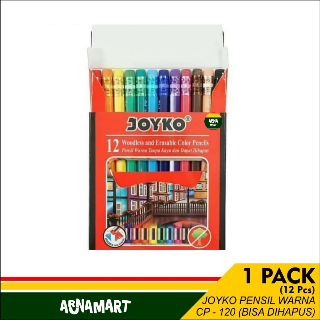 

JOYKO ERASABLE PENSIL WARNA PENDEK CP120 DAPAT DIHAPUS - 12WARNA