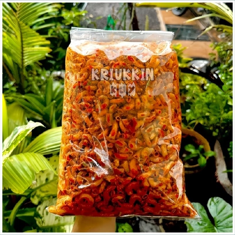 

500 GRAM Makaroni Cikruh Kriuk Pedas Daun Jeruk 1/2 Kg Makaroni Gurih Tidak Keras