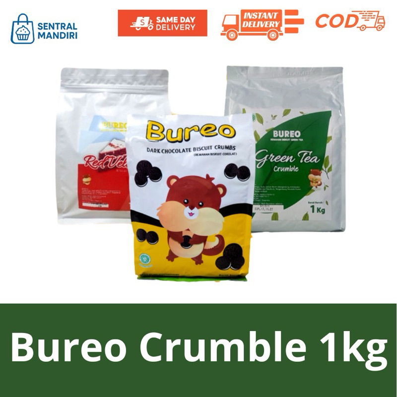 

Bureo Crumble 1Kg, Remahan Biskuit Rasa Dark Chocolate, Green Tea & Red Velvet