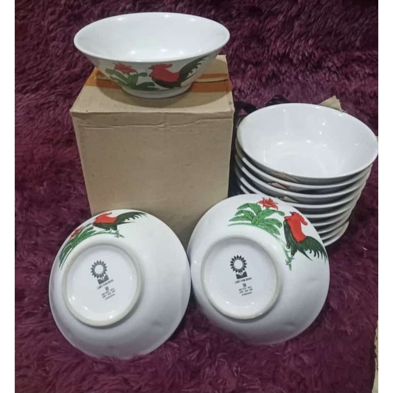 MANGKOK JAGO AYAM KERAMIK 1 Lusin (12 biji)/Mangkok Ayam 6 inch