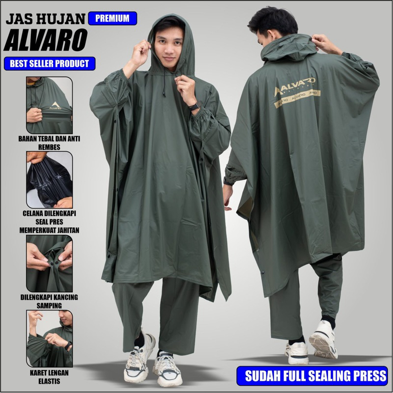( BISA COD ) Jas Hujan Alvaro Ponco Celana Mantel Pria Wanita Jumbo Mantol Kelelawar Batman Sealing 