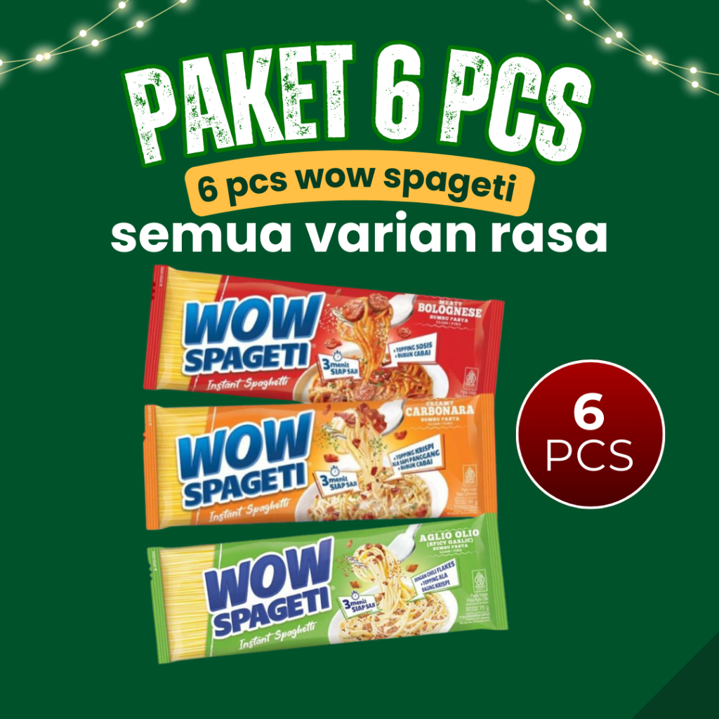 

(PAKET 6 PCS) WOW SPAGETI Semua Rasa AGLIO OLIO BOLOGNESE CARBONARA isi 6 pcs