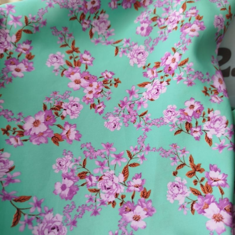 Bahan wolfis motif kembang / Kain wolfis motif bunga / Kain gamis / Bahan wolfis printing / harga pe