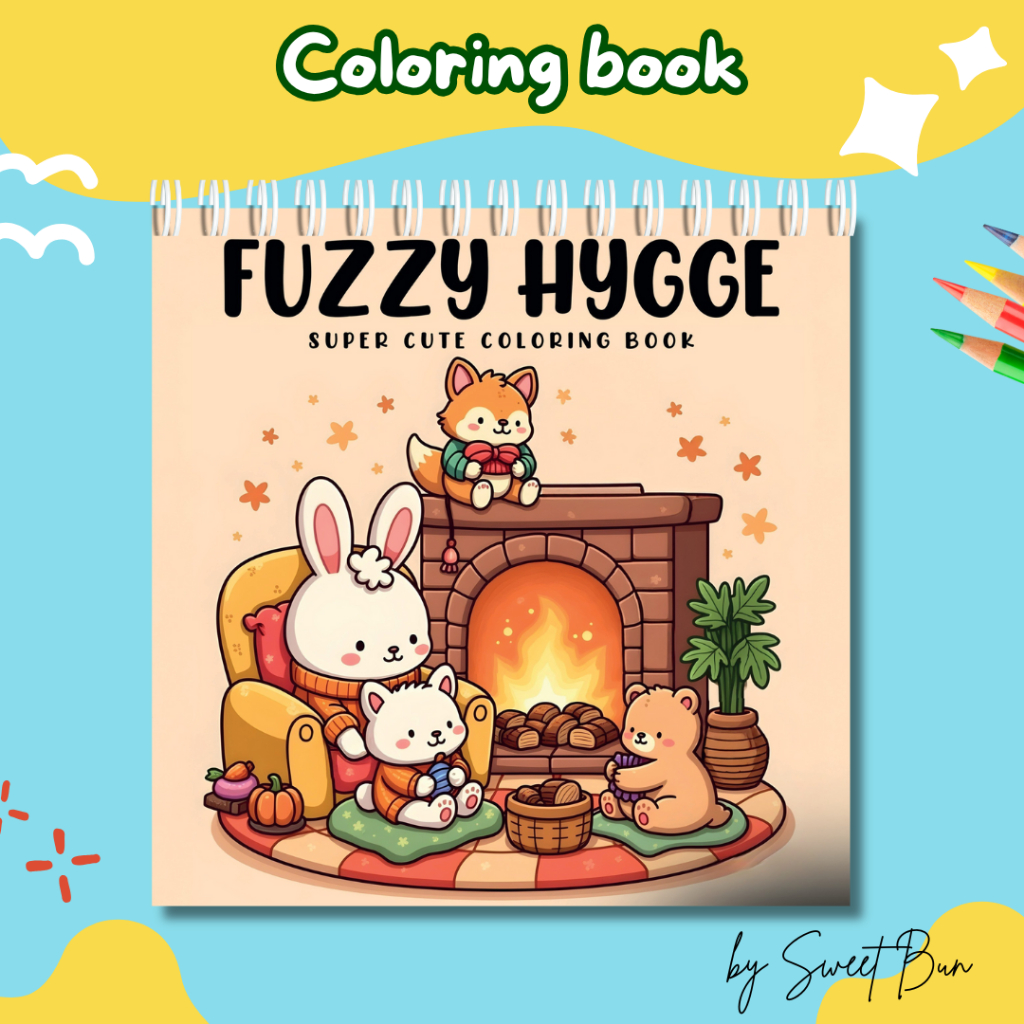 

Buku Mewarnai Anak Remaja Dewasa - Fuzzy Hygge Coloring Book