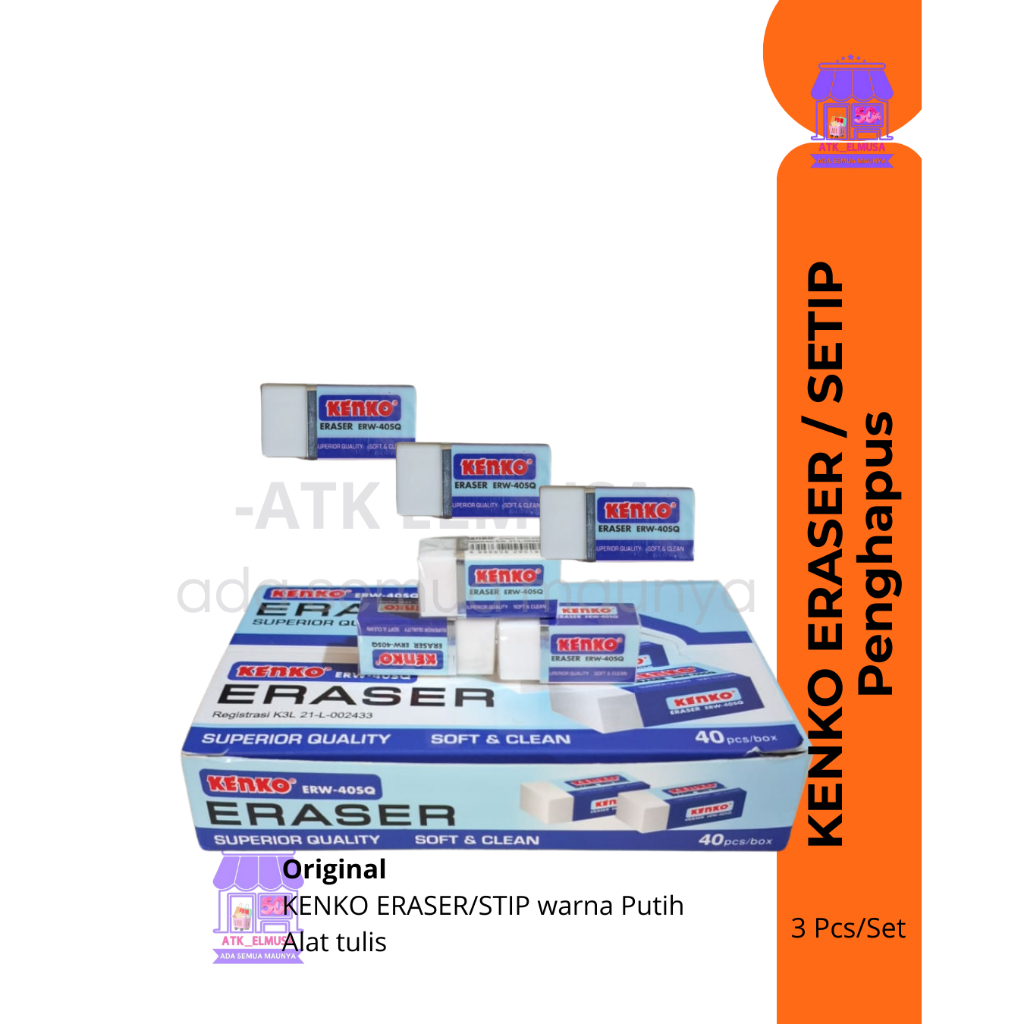 

Kenko Eraser - Penghapus. 1pcs, 3pcs warna Hitam dan Putih