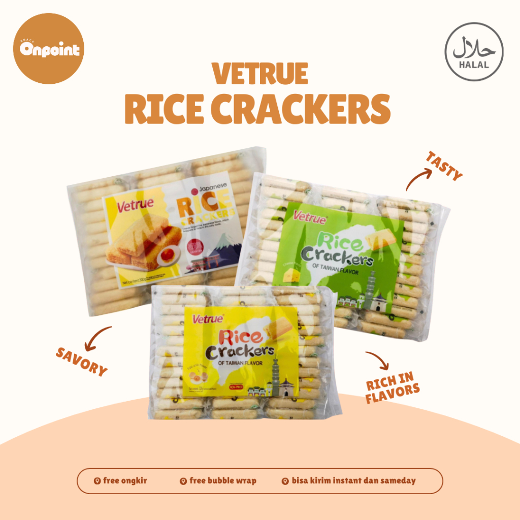 

Vetrue Taiwan Flavors Rice Crispy Crackers | Biskuit Renyah Banyak Rasa