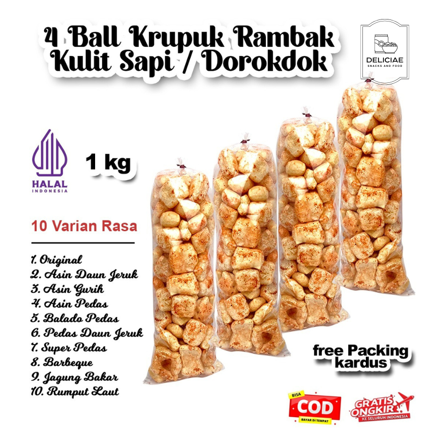 

1 kg Dorokdok Kerupuk Rambak Kulit Sapi Asli Halal Berbagai Rasa