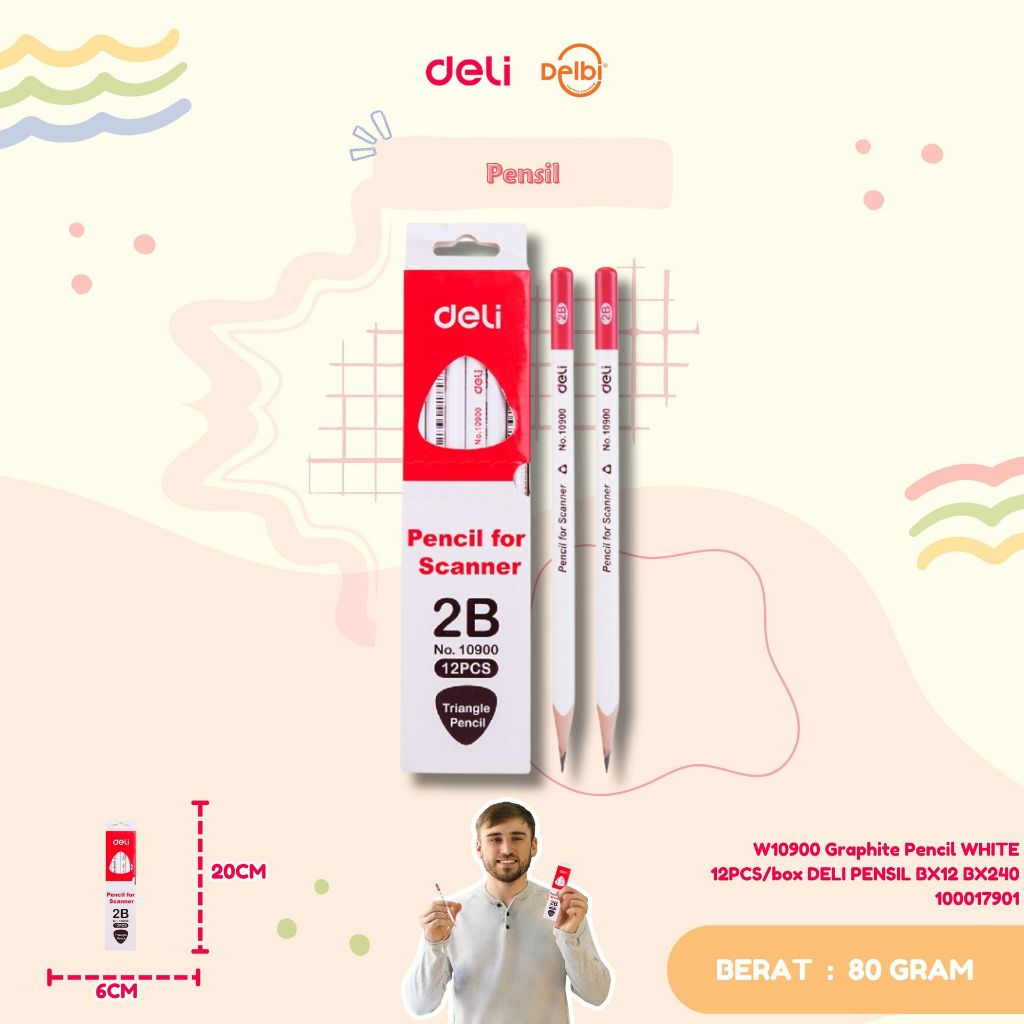 

W10900 Graphite Pencil WHITE 12PCS/box DELI PENSIL