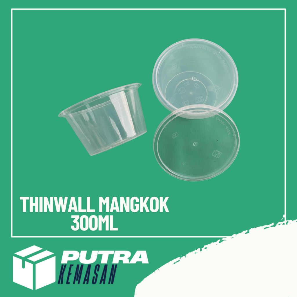 Thinwall Mangkok 300 Ml dengan Tutup (1Pcs) - Mangkok Plastik 300 Ml (1Pcs)
