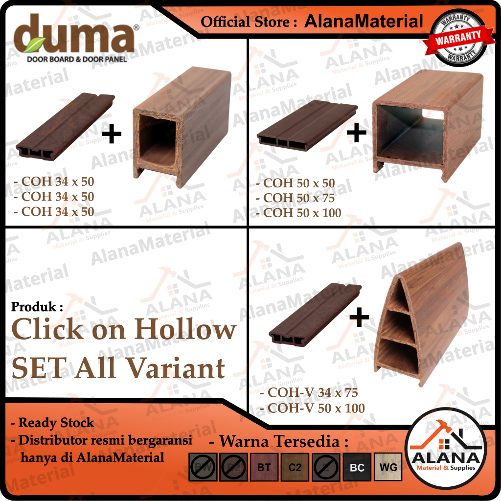 Duma WPC Click on Hollow 3m 4m ALL VARIANT x Para COH 34 50 75 100 Lis Pagar Gerbang clickPVC 30 40 
