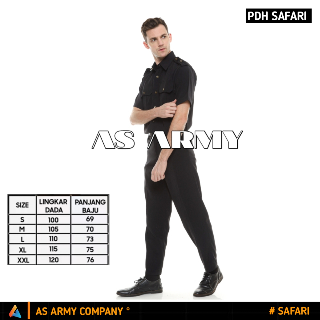 BAJU SAFARI PRIA SERAGAM SAFARI HITAM STELAN SAFARI SECURITY SAFARI SATPAM