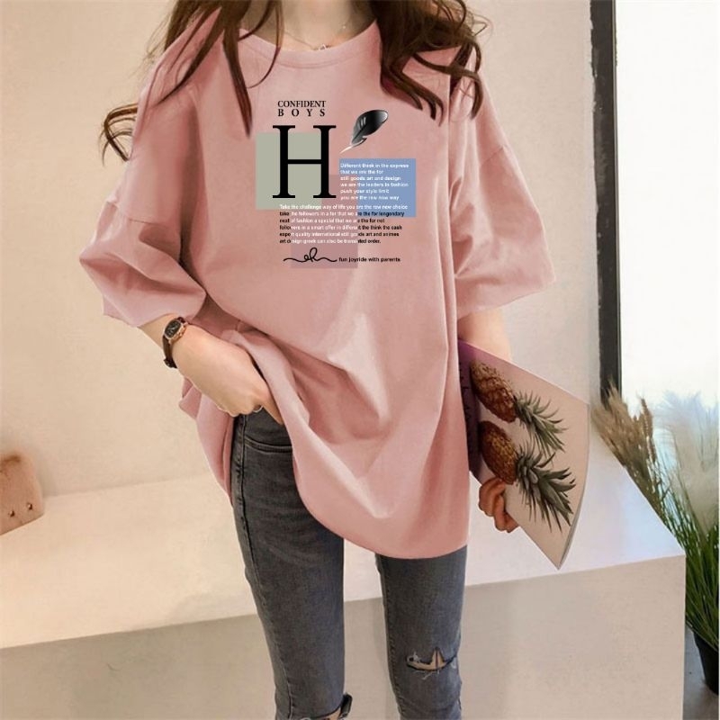 Kaos Oversize Wanita Pria atau Unisex Motif H TULISAN Kaos Distro Kaos Streetwear Oversize Baju Kaos