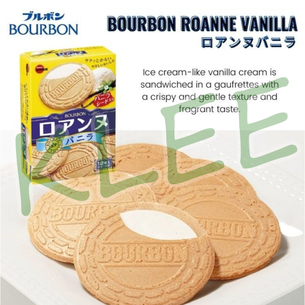 

Bourbon Roanne Vanilla Biscuit Box Japan - Kukkia Jepang - Biskuit Wafer Jepang isi Krim Vanilla 85g
