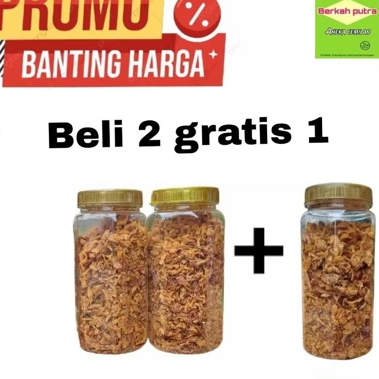 

Bawang Goreng B [ 3 Toples ] Brambang Goreng Asli Brebes Renyah Berkualitas Campuran
