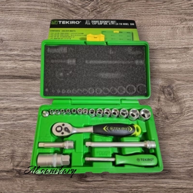 KUNCI SOK SET TEKIRO 21 PCS SOCKET WRENCH 1/4" 3/8 TEKIRO 21 PCS KUNCI SOK TEKIRO 21 PCS ORIGINAL AL