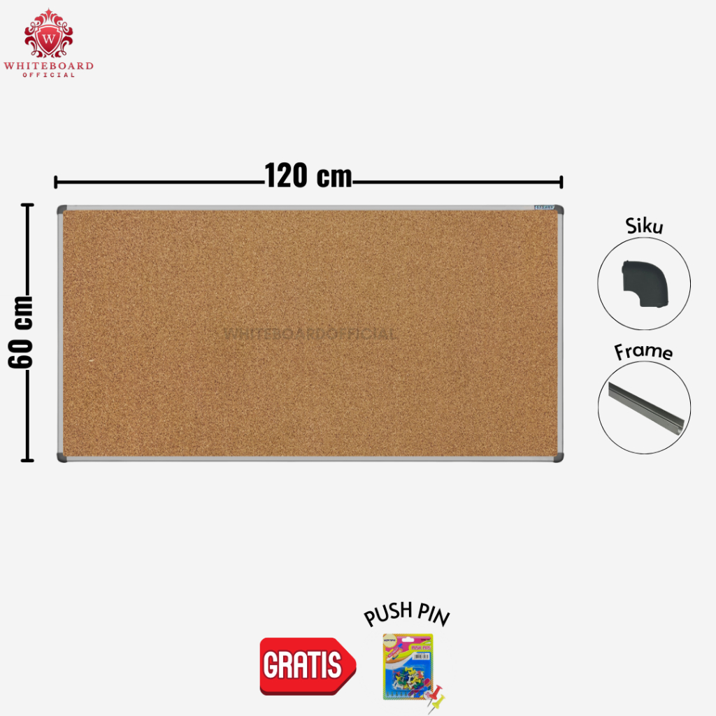 

SAKANA Cork Board Gantung 90x120cm / Message Board / Pin Board / Papan Mading / Papan Pengumuman
