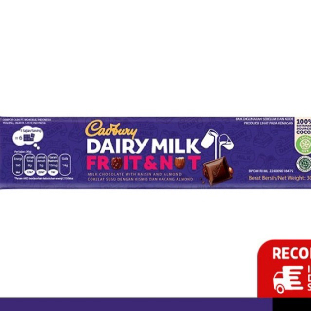 

Cadbury Cokelat rasa Fruit & Nut 25 Gram