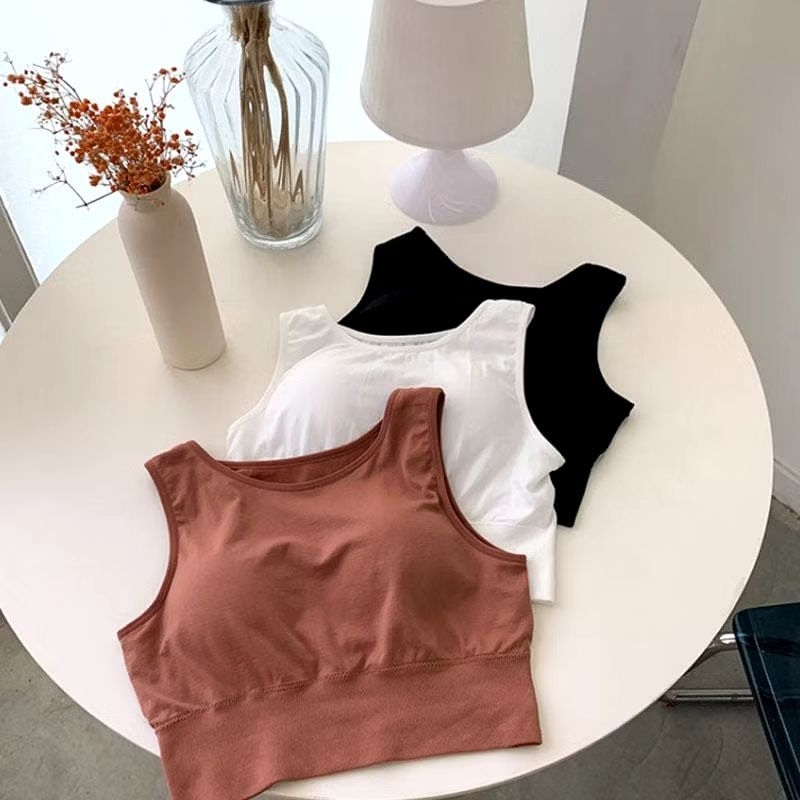 99koutlet Korean Cropped Brick Padded Top | Tank Top Cup Bra | Tank Top Brick Wanita  [BACA DESKRIPI