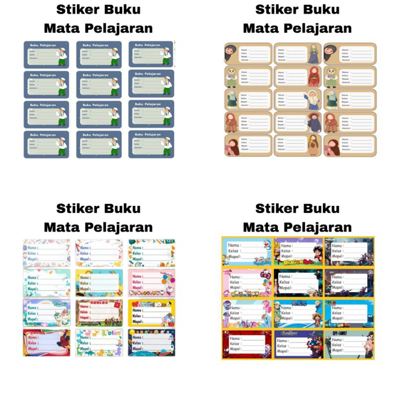 

stiker buku mata pelajaran stiker mapel