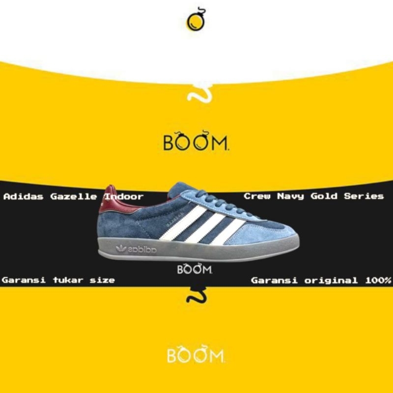 Adidas Gazelle Indoor Crew Navy Metallic Gold Original