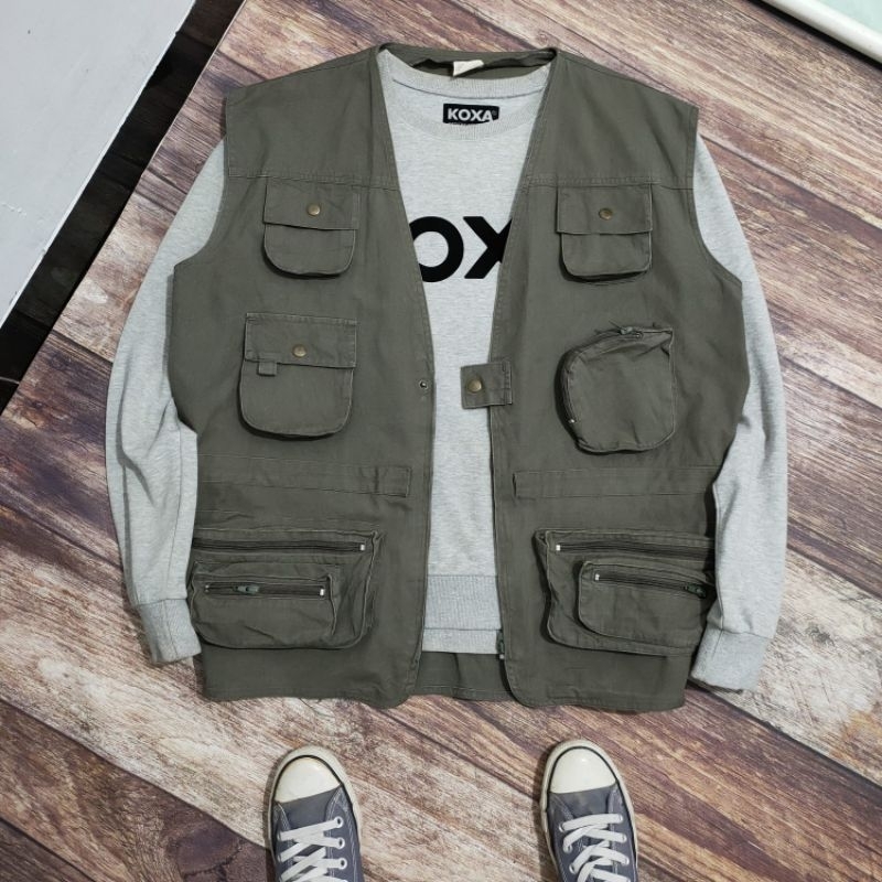 VS8 vest rompi tactical fishing size XXXL army kanvas multi pocket cowok pria wanita cewek unisex ca